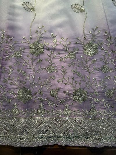 Lavender White Georgette Sequence Work Anarkali Suit - BONYHUBSALWAR KAMEEZ