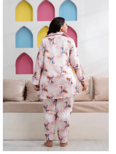 Leaf Pink Stylish Satin Night suit - BONYHUBsalwar suit