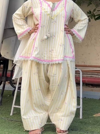 Lemon Yellow Printed Farshi Suit Set for Women | Asian Ethnic Wear UK - BONYHUBSALWAR KAMEEZ