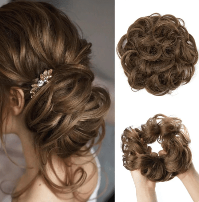 Light Brown Messy Bun Hair Scrunchies Hair extension - BONYHUB