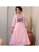 Light Pink Designer Kurti and Pant (Set of 2) - BONYHUBSALWAR KAMEEZ