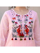 Light Pink Designer Kurti and Pant (Set of 2) - BONYHUBSALWAR KAMEEZ