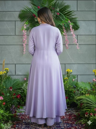 Lilac Muslin Cotton Sharara Set with Dupatta - BONYHUBSALWAR KAMEEZ