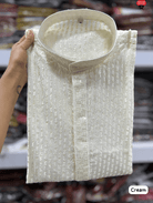 Lime Cream Designer Ethnic Men Kurta Pyjama - BONYHUBMEN KURTA