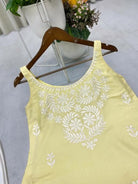 Lime Yellow Embroidered Kurti Palazzo Set Of 2 - BONYHUBSALWAR KAMEEZ