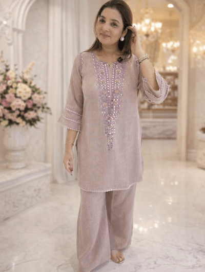 Luxe Embroidered Mirror Work Co-Ord Sets - BONYHUBSALWAR KAMEEZ