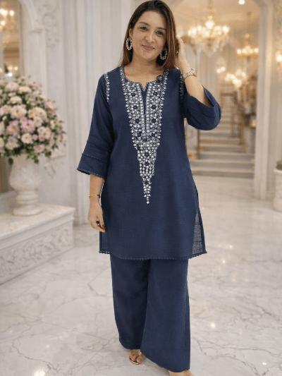 Luxe Embroidered Mirror Work Co-Ord Sets - BONYHUBSALWAR KAMEEZ