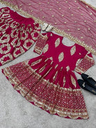 Magenta Gold Dhoti Salwar Suit UK Next Day - BONYHUBSALWAR KAMEEZ