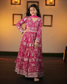 Magenta Pink Kids Sequins Embroidered Gown with Dupatta - BONYHUBLehangas
