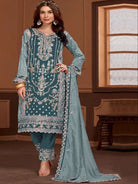 Mahira Collection: Teal Embroidered Heavy Salwar Suit Set - BONYHUBSALWAR KAMEEZ