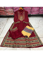 Maroon Rayon Embroidered Salwar Suit (Set of 3) - BONYHUBSALWAR KAMEEZ