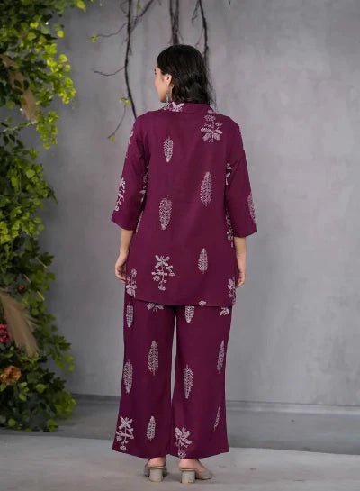 Maroon Serene Slumber Co - ord Set - BONYHUBsalwar suit