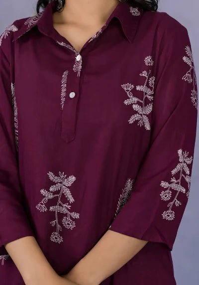 Maroon Serene Slumber Co - ord Set - BONYHUBsalwar suit