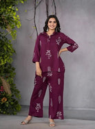 Maroon Serene Slumber Co - ord Set - BONYHUBsalwar suit