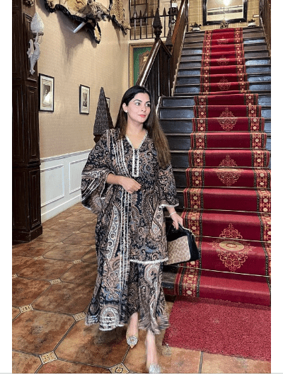 Meher Black Cotton Straight Suit UK Next Day - BONYHUBSALWAR KAMEEZ
