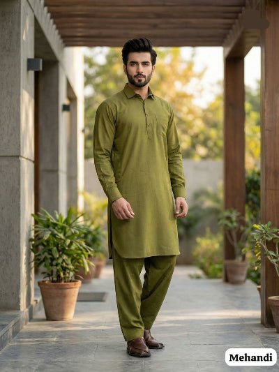 Men Pathani Cotton Kurta With Bottom - BONYHUBMEN KURTA