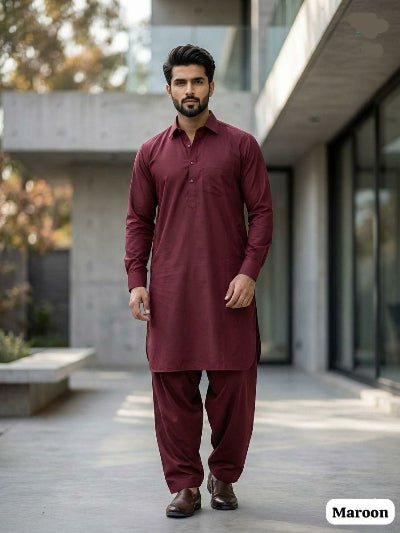 Men Pathani Cotton Kurta With Bottom - BONYHUBMEN KURTA