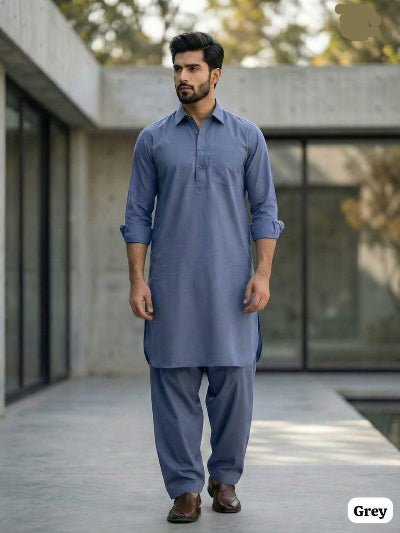 Men Pathani Cotton Kurta With Bottom - BONYHUBMEN KURTA