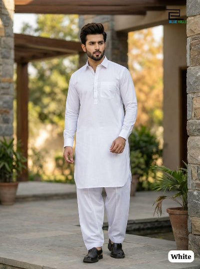 Men Pathani Cotton Kurta With Bottom - BONYHUBMEN KURTA