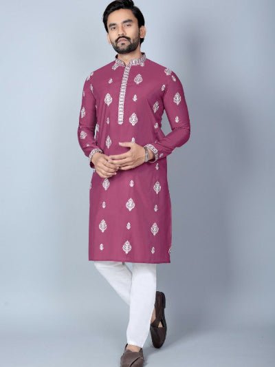 Men’s Chanderi Silk Kurta Pyjama Set UK – Traditional Indian Ethnic Wear - BONYHUBMEN KURTA