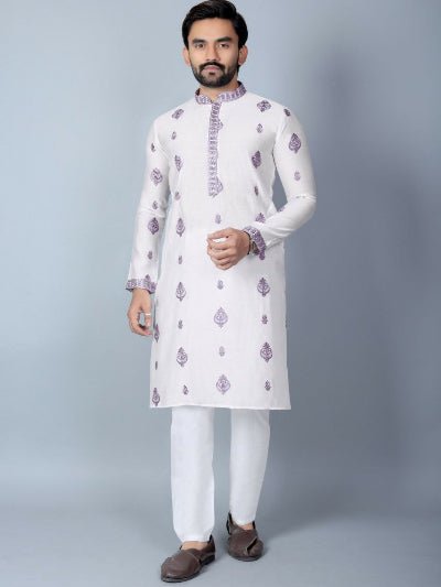 Men’s Chanderi Silk Kurta Pyjama Set UK – Traditional Indian Ethnic Wear - BONYHUBMEN KURTA