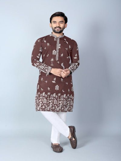 Men's Printed Daman Kurta Set | Festive Outfit - BONYHUBMEN KURTA