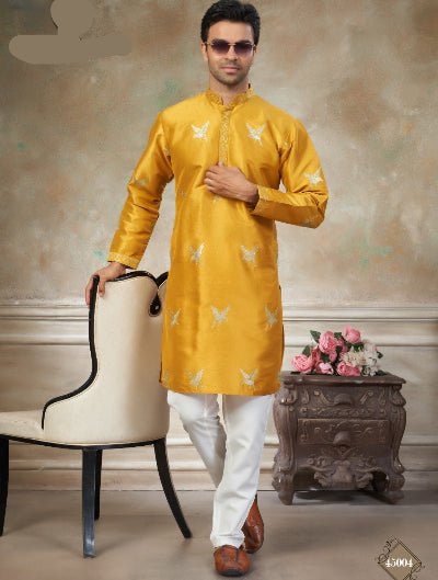 Men’s Silk Designer Embroidery Kurta Pajama Set - BONYHUBMEN KURTA