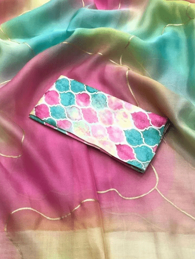 Multicolor Soft Organza Bollywood Saree - BONYHUBSAREE