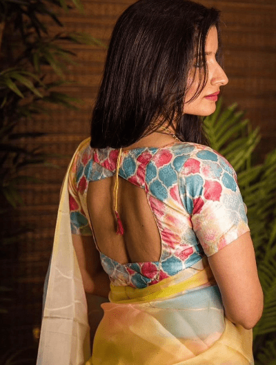 Multicolor Soft Organza Bollywood Saree - BONYHUBSAREE