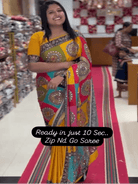 Mustard 10 Second Multicolor Readymade Sari Gown - BONYHUBSAREE