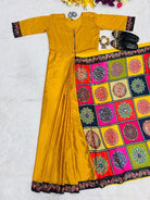 Mustard 10 Second Multicolor Readymade Sari Gown - BONYHUBSAREE