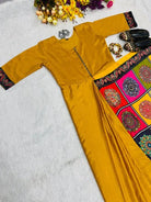 Mustard 10 Second Multicolor Readymade Sari Gown - BONYHUBSAREE