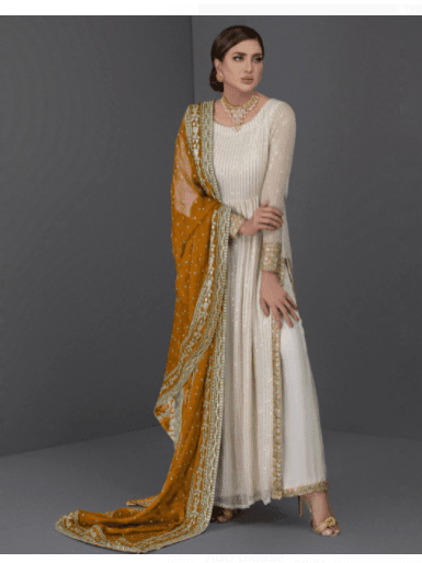 Anarkali Gold Embroidery Gown Set of 3 - BONYHUBSALWAR KAMEEZ
