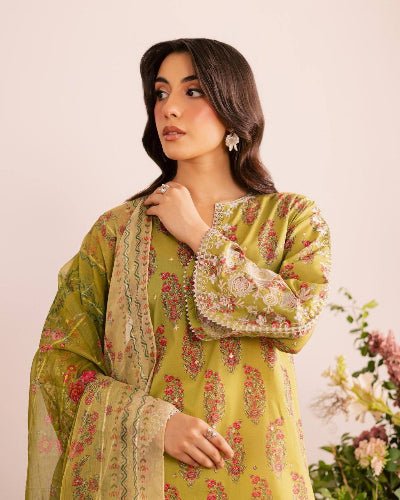 Mustard French Crepe Digital Printed Palazzo Suit Set - BONYHUBSALWAR KAMEEZ