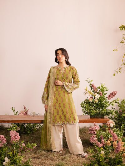 Mustard Yellow Floral Embroidered Farshi Salwar Suit Set for Women - BONYHUBSALWAR KAMEEZ