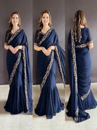 Navy Blue Superhit Saree Gown Stitched Readymade UK Next Day - BONYHUBSAREE