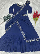 Navy Blue Superhit Saree Gown Stitched Readymade UK Next Day - BONYHUBSAREE