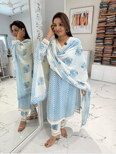 Noor Cotton Crocia Straight Suit - BONYHUBSALWAR KAMEEZ
