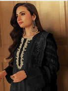 Noor Elegance: Black Georgette Embroidered Salwar Suit Set - BONYHUBSALWAR KAMEEZ