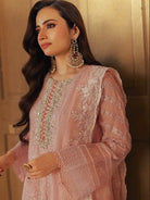 Noor Elegance Peach Georgette Embroidered Salwar Suit UK Next Day - BONYHUBSALWAR KAMEEZ