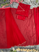 One Minute Saree Plain Red Ready to Wear Sari - BONYHUBSAREE