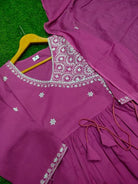 Onion Purple Beauty Cotton Angrakha Anakali Suit Set UK Next Day - BONYHUBSALWAR KAMEEZ