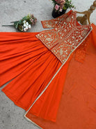 Orange Georgette Short Kurti, Sharara Palazzo, Dupatta Set - BONYHUBSALWAR KAMEEZ