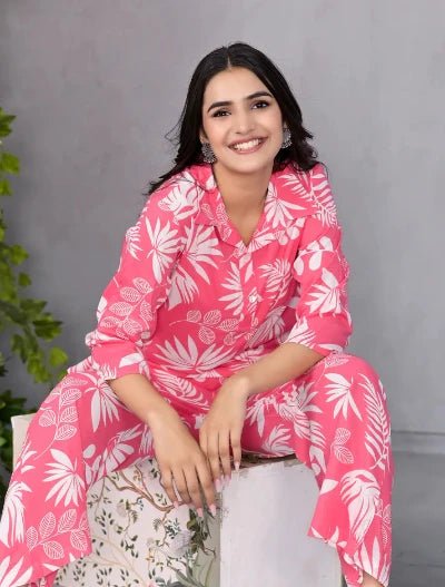 Palm Pink Printed Co - ord Set UK Next Day - BONYHUBsalwar suit