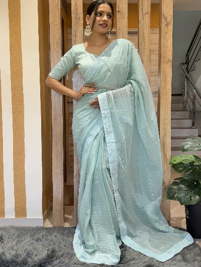 Pastel Chiffon Readymade Saree with Unstitch Blouse pc - BONYHUBSAREE