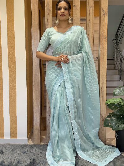 Pastel Chiffon Readymade Saree with Unstitch Blouse pc - BONYHUBSAREE