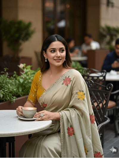 Pastel Embroidery Designer Sari with Unsticth Blouse pc - BONYHUBSAREE