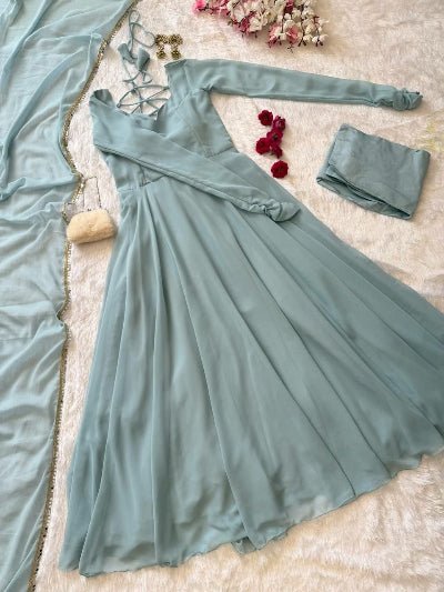 Pastel Georgette Flair Anarkali Suit for Women- 5 Colours - BONYHUBSALWAR KAMEEZ