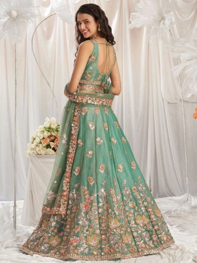 Pastel Green Embroidered Women&