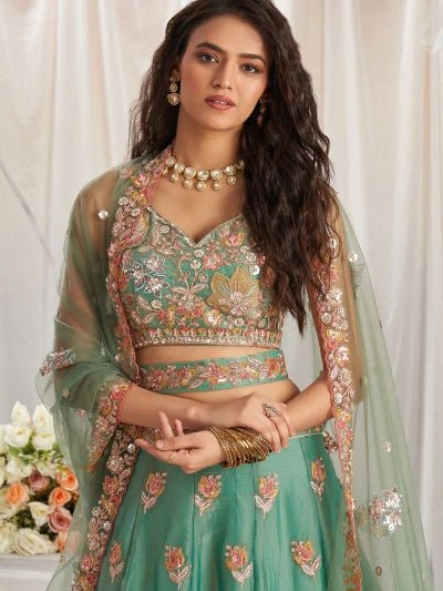 Pastel Green Embroidered Women&